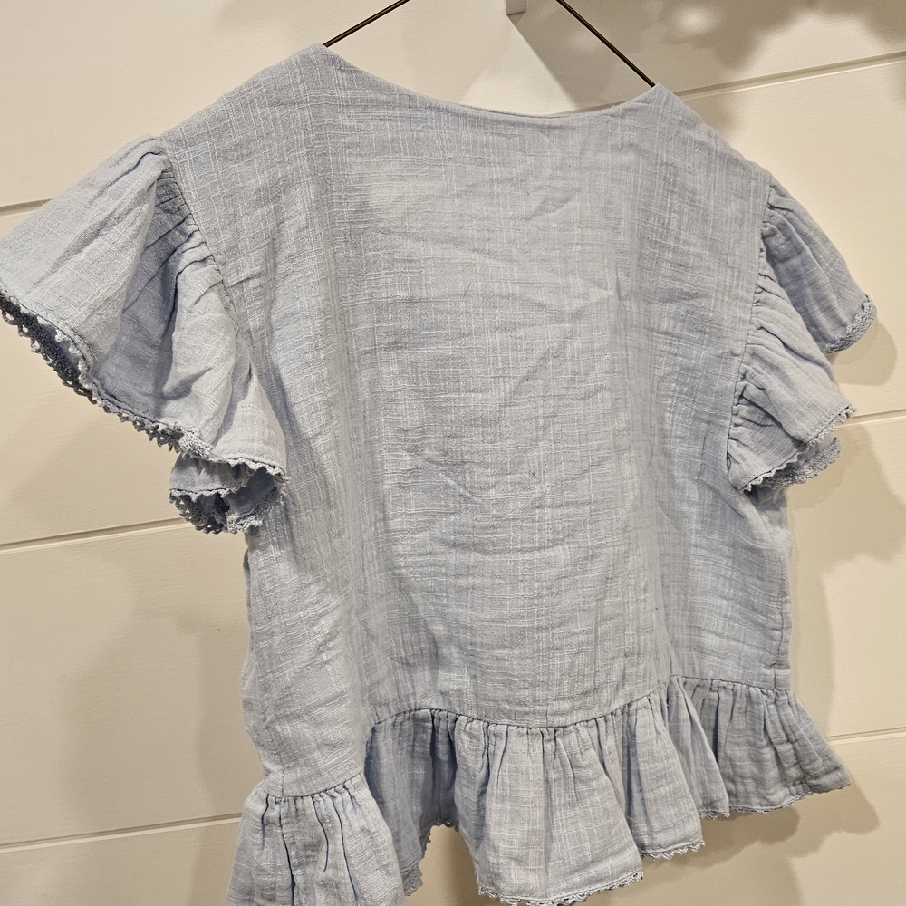 H&M Light Blue Ruffled Blouse Girls - Picture 6 of 6